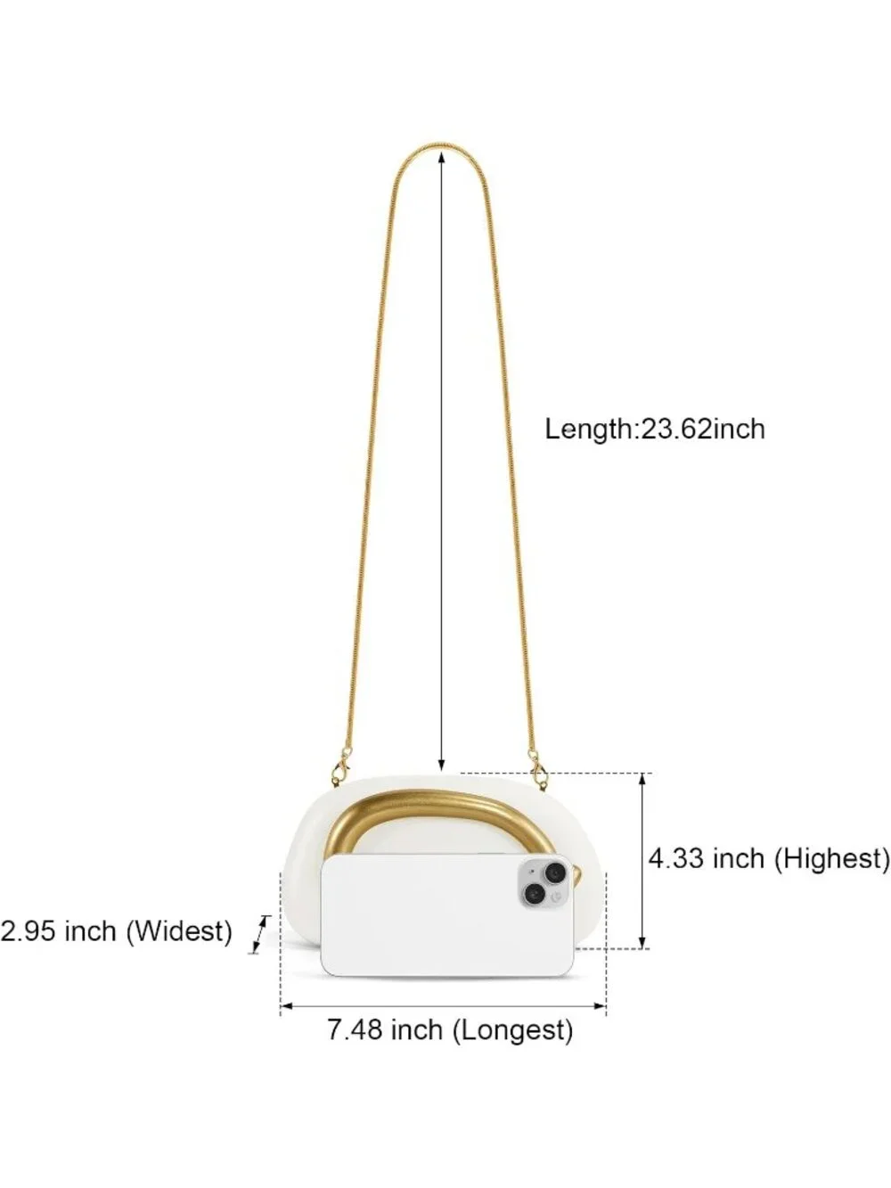 👜Women's Leather White Acrylic Clutch Gold Handle Evening Bag Party